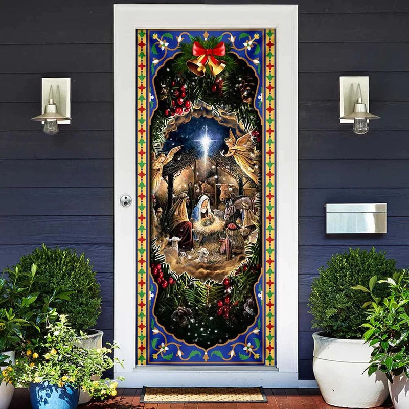 Christianartbag Door Cover, When He Born To Jesus Lover, Religious Door Decorations, Christian Home Decor - Christian Art Bag