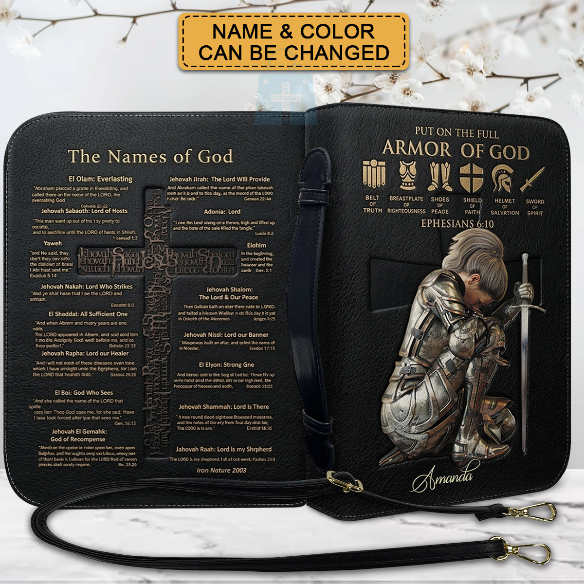 Personalized Armor of God Bible Cover Case | Custom Name & Color - CHRISTIANARTBAG 01082826