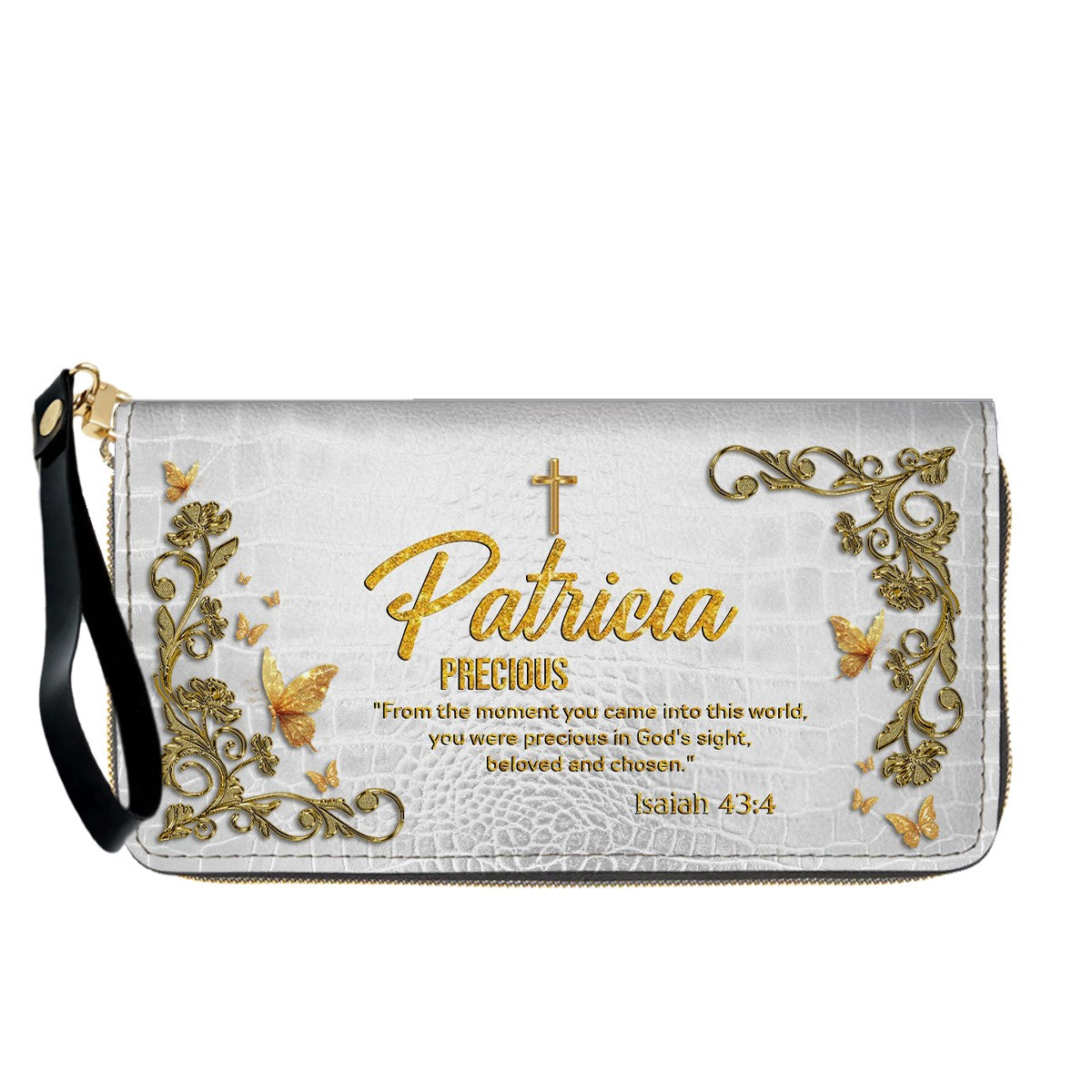 Personalized Christian Leather Handbag with Free Clutch – Custom Name & Bible Verse Meaning – Luxury Faith Gift for Women