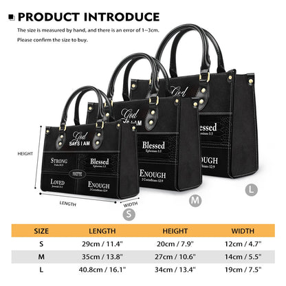 Personalized “God Says I Am” Leather Handbag for Christian Women – Custom Name & Color | CHRISTIANARTBAG