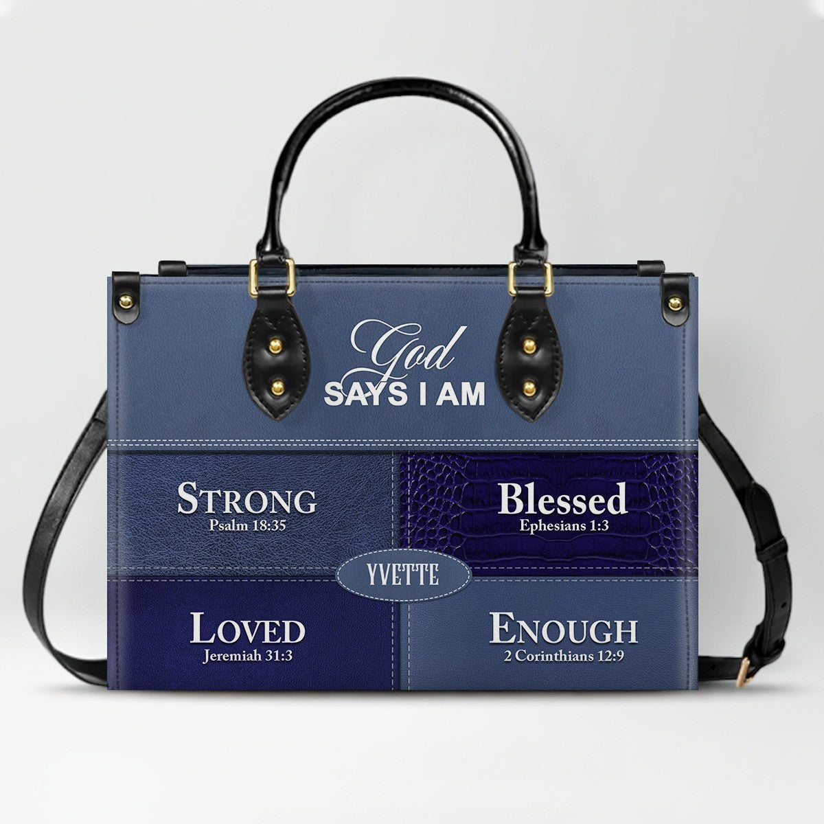 Personalized “God Says I Am” Leather Handbag for Christian Women – Custom Name & Color | CHRISTIANARTBAG
