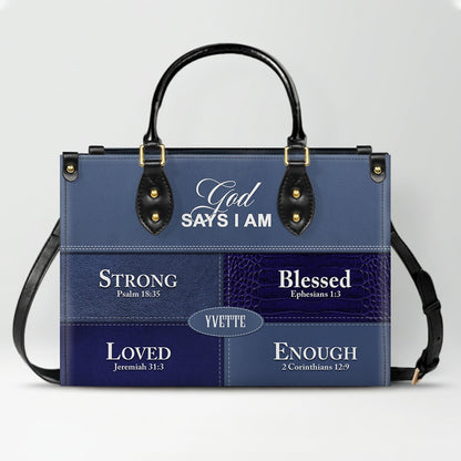 Personalized “God Says I Am” Leather Handbag for Christian Women – Custom Name & Color | CHRISTIANARTBAG 0111725