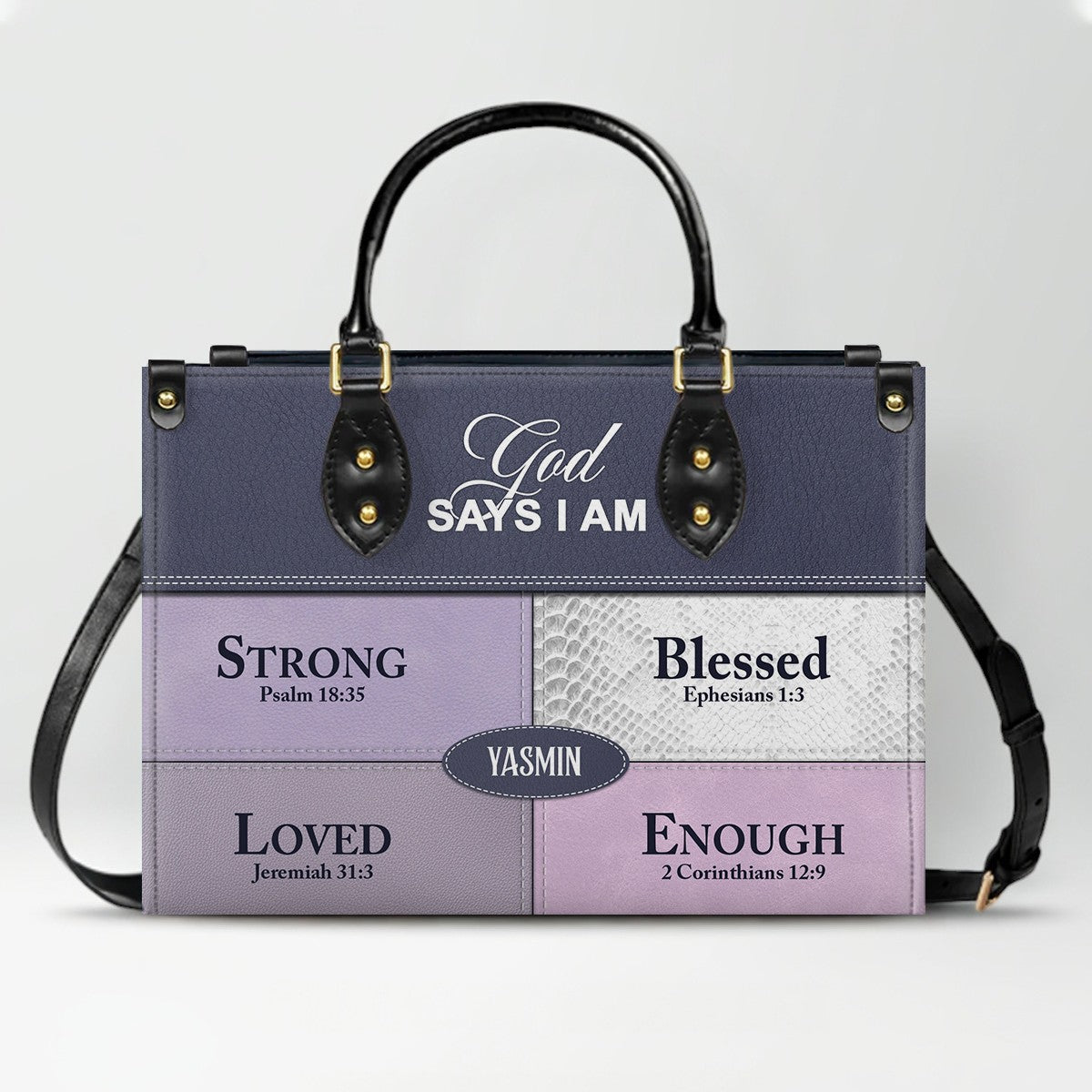 Personalized “God Says I Am” Leather Handbag for Christian Women – Custom Name & Color | CHRISTIANARTBAG 0111725