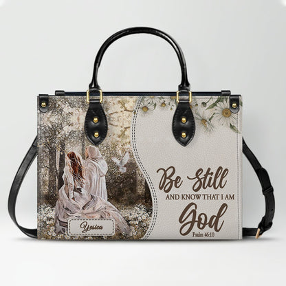 Personalized Christian Leather Handbag for Women - Custom Name & Bible Verse Tote Bag - Handcrafted Scripture Purse by CHRISTIANARTBAG
