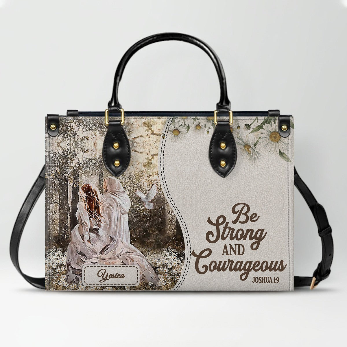 Personalized Christian Leather Handbag for Women - Custom Name & Bible Verse Tote Bag - Handcrafted Scripture Purse by CHRISTIANARTBAG