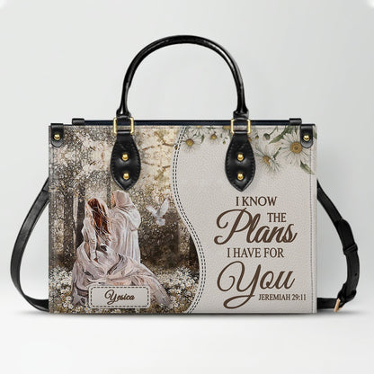 Personalized Christian Leather Handbag for Women - Custom Name & Bible Verse Tote Bag - Handcrafted Scripture Purse by CHRISTIANARTBAG