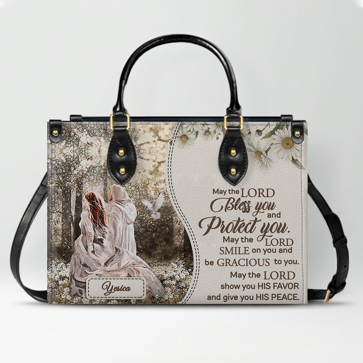 Personalized Christian Leather Handbag for Women - Custom Name & Bible Verse Tote Bag - Handcrafted Scripture Purse by CHRISTIANARTBAG