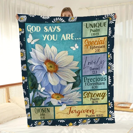 Christianart Blanket, GOD Says You Are Blanket, Christian Blanket, Ideal Birthday and Holiday Gift for Boys, Girls, and Adults - Available All Season. - Christian Art Bag