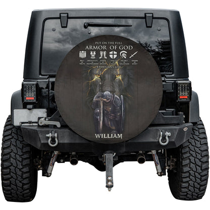 Armor Of God Spare Tire Cover - Knight of Faith Custom Spare Tire Cover by CHRISTIANARTBAG - Personalize with Name & Choose Skin Tone - CABTC0213024. - Christian Art Bag