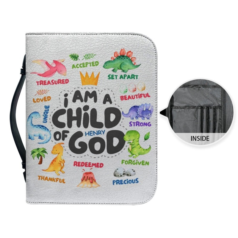 Christianartbag Bible Cover, I Am A Child Of God Bible Cover, Personalized Bible Cover, Cute Dinosaur Bible Cover, Bible Cover For Kids, Christian Gifts, CAB06281123. - Christian Art Bag