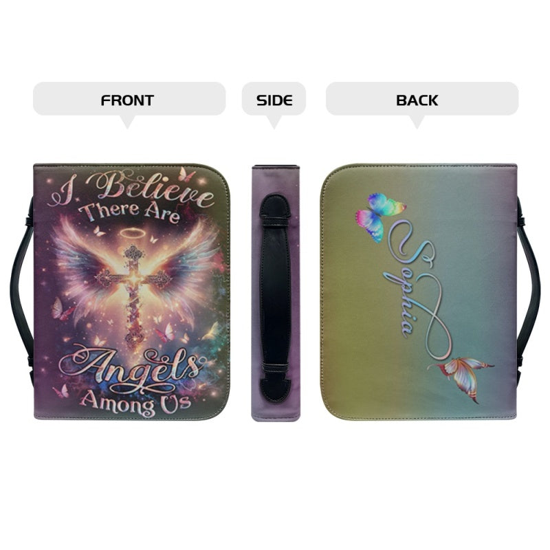 Christianartbag Bible Cover, I Believe There Are Angels Among Us Bible Cover, Personalized Bible Cover, Cross Bible Cover, Christian Gifts, CAB01090124. - Christian Art Bag