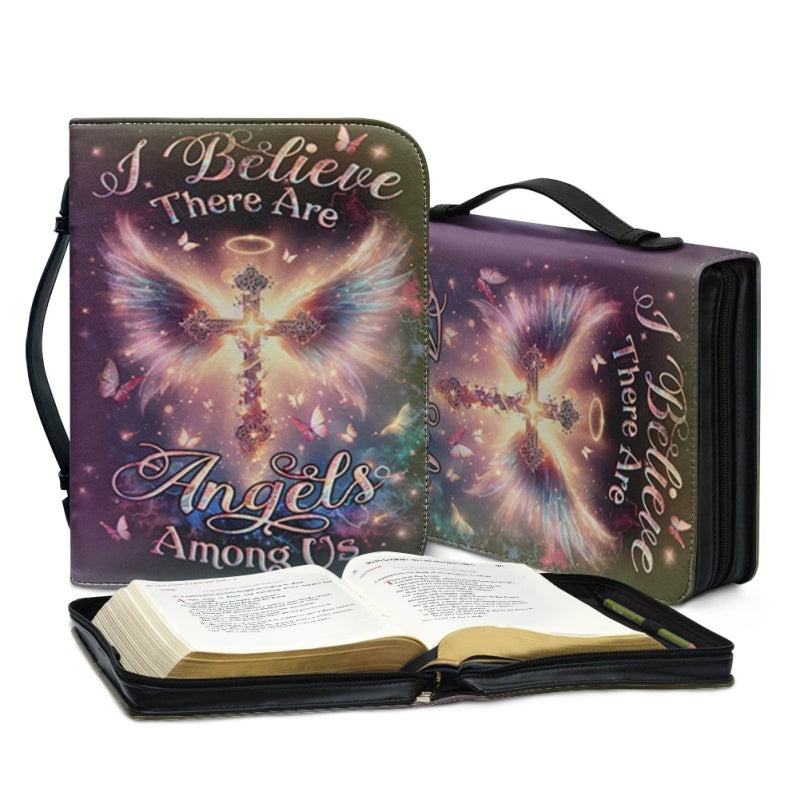 Christianartbag Bible Cover, I Believe There Are Angels Among Us Bible Cover, Personalized Bible Cover, Cross Bible Cover, Christian Gifts, CAB01090124. - Christian Art Bag