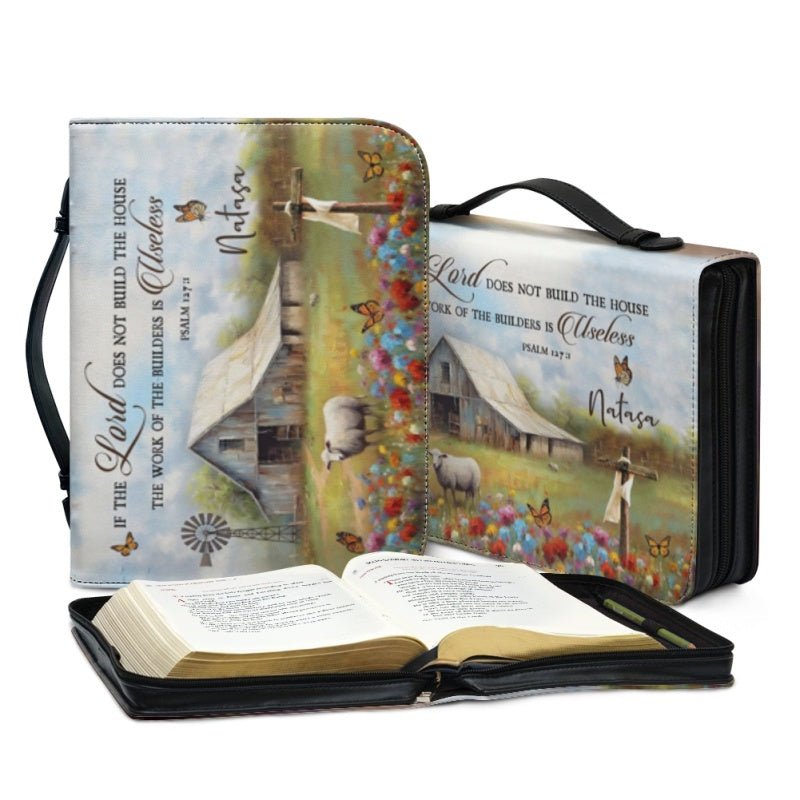 Bible Cover with Inspirational Psalm Verse - Customizable Name - Faith - Inspired Design with Dove & Rustic Imagery, CAB08270224. - Christian Art Bag