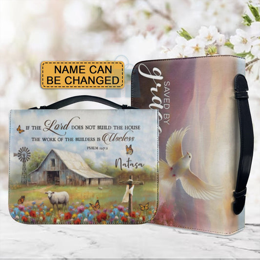 Bible Cover with Inspirational Psalm Verse - Customizable Name - Faith - Inspired Design with Dove & Rustic Imagery, CAB08270224. - Christian Art Bag