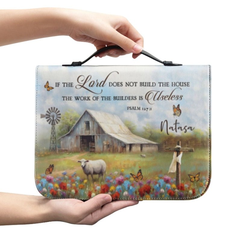 Bible Cover with Inspirational Psalm Verse - Customizable Name - Faith - Inspired Design with Dove & Rustic Imagery, CAB08270224. - Christian Art Bag