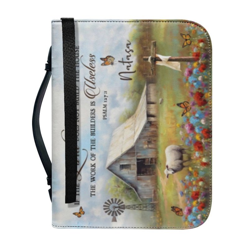 Bible Cover with Inspirational Psalm Verse - Customizable Name - Faith - Inspired Design with Dove & Rustic Imagery, CAB08270224. - Christian Art Bag