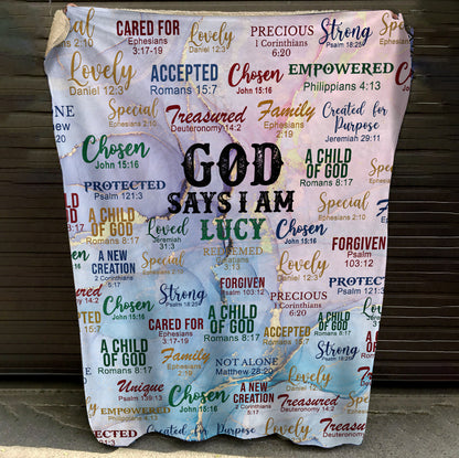 Christianart Blanket, God Says I Am, Christian Blanket, Bible Verse Blanket, Personalized Blanket, Christmas Gift, CABBK01111123.