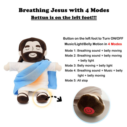 CHRISTIANARTBAG GIFTS - 40CM Breathing Jesus Soothe Plush Toy – Comforting & Calming for Kids | Easter & Christmas Gift
