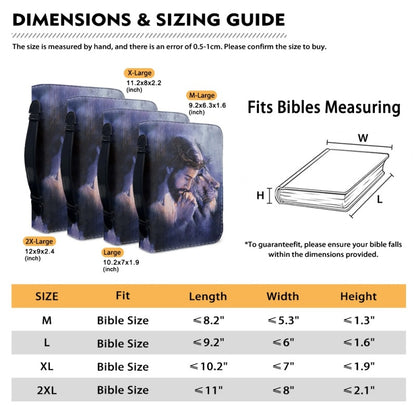 Custom Divine Protector Bible Cover - Personalized Jesus & Lion Artwork, Secure Closure by CHRISTIANARTBAG CABBBCV03270324