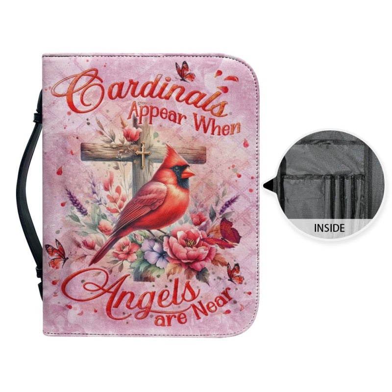 Christianartbag Bible Cover, Cardinals Appear When Angels Are Near Bible Cover, Personalized Bible Cover, Hummingbird Purple Bible Cover, Christian Gifts, CAB02080124. - Christian Art Bag