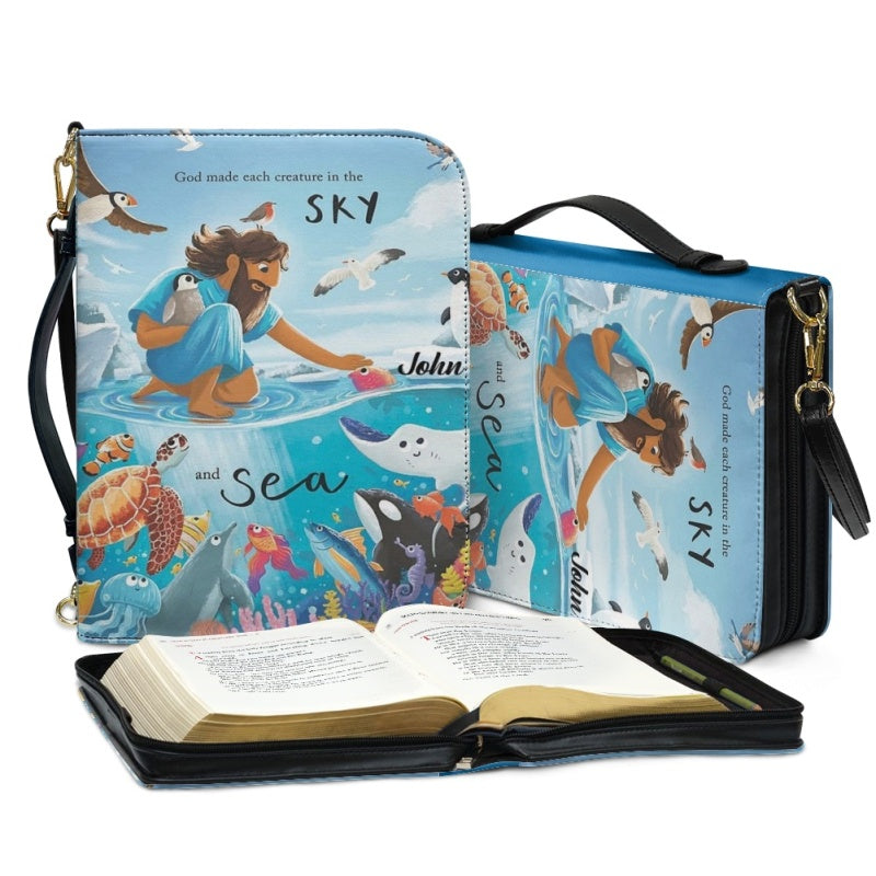 CHRISTIANARTBAG Bible Cover - GOD Made each Creature In The SKY and Sea - Personalized Bible Cover, CABBBCV0214824.