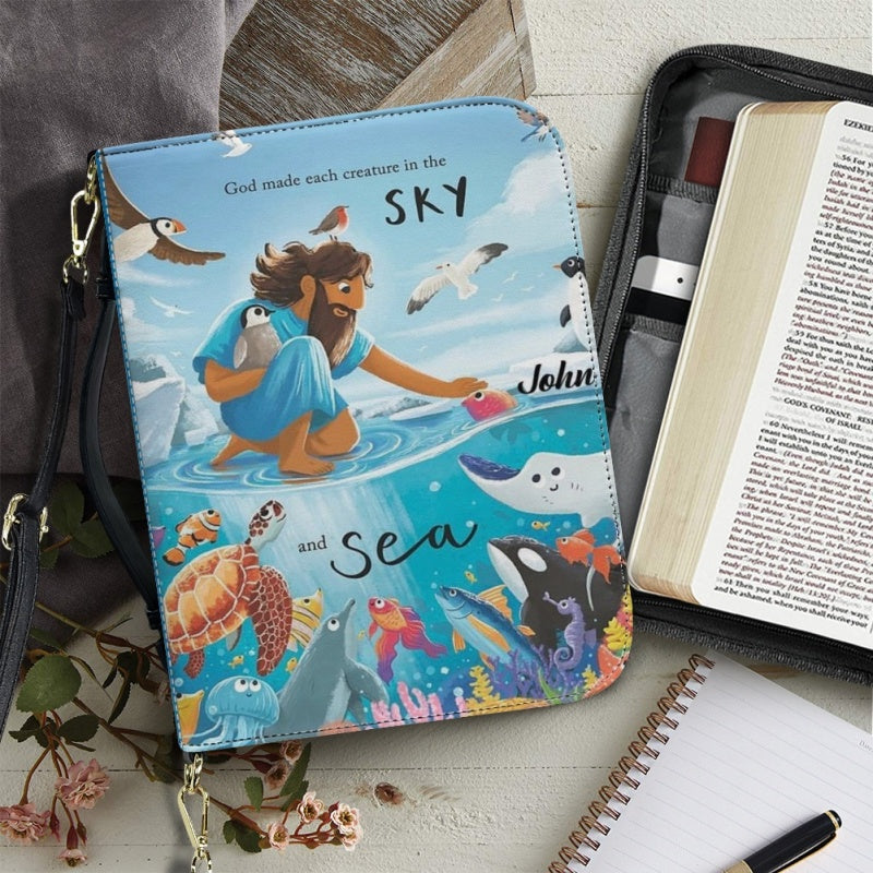 CHRISTIANARTBAG Bible Cover - GOD Made each Creature In The SKY and Sea - Personalized Bible Cover, CABBBCV0214824.