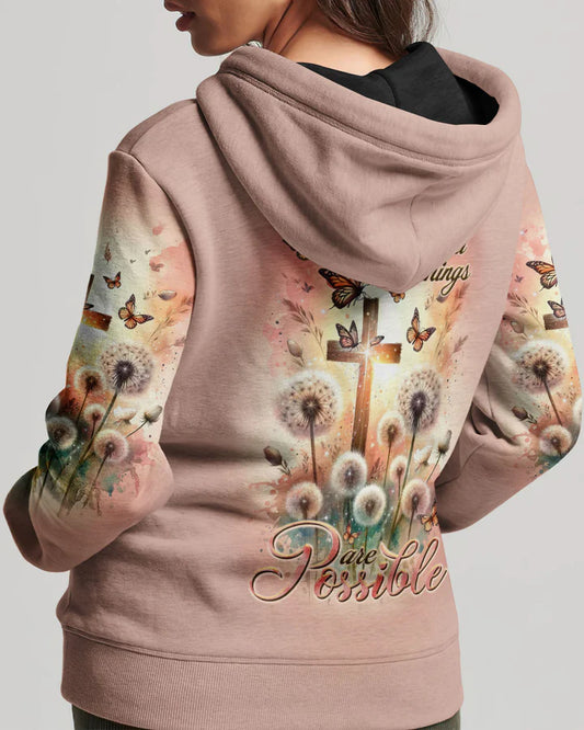 Christianartbag Clothing, With God All Things Are Possible Women's All Over Print Shirt, Graphic Hoodie, Christian Clothing, Christmas Gift, CABCT01131123. - Christian Art Bag