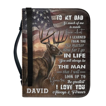 Christianartbag Bible Cover, To My Dad Bible Cover, Personalized Bible Cover, Hunting Lion Bible Cover, Christian Gifts, CAB06171123. - Christian Art Bag