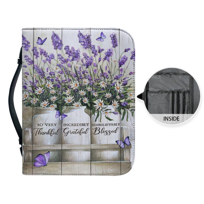 Personalized Lavender Faith Bible Cover - Customizable Text, Durable Handle & Zippered Pocket by CHRISTIANARTBAG CABBBCV01270324.