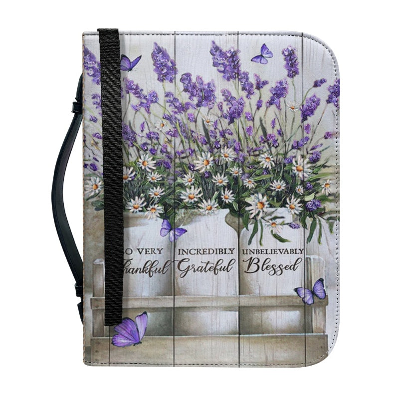 Personalized Lavender Faith Bible Cover - Customizable Text, Durable Handle & Zippered Pocket by CHRISTIANARTBAG CABBBCV01270324.