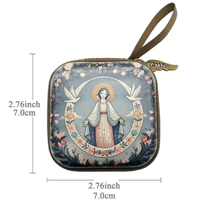 Virgin Mary & Jesus Rosary Bag – Catholic Religious Jewelry Storage Pouch
