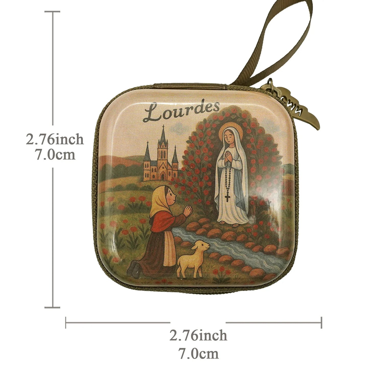 Virgin Mary & Jesus Rosary Bag – Catholic Religious Jewelry Storage Pouch