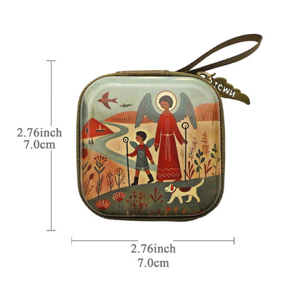 Virgin Mary & Jesus Rosary Bag – Catholic Religious Jewelry Storage Pouch