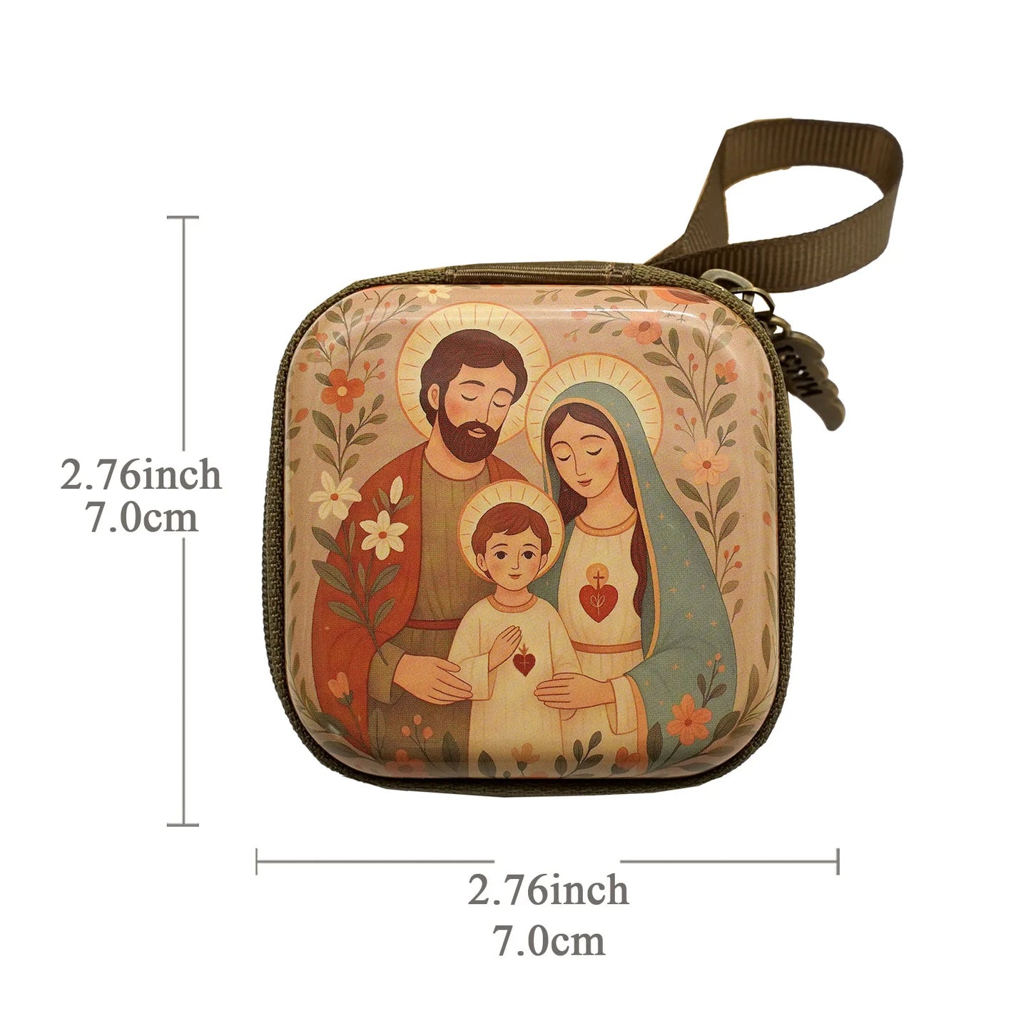 Virgin Mary & Jesus Rosary Bag – Catholic Religious Jewelry Storage Pouch