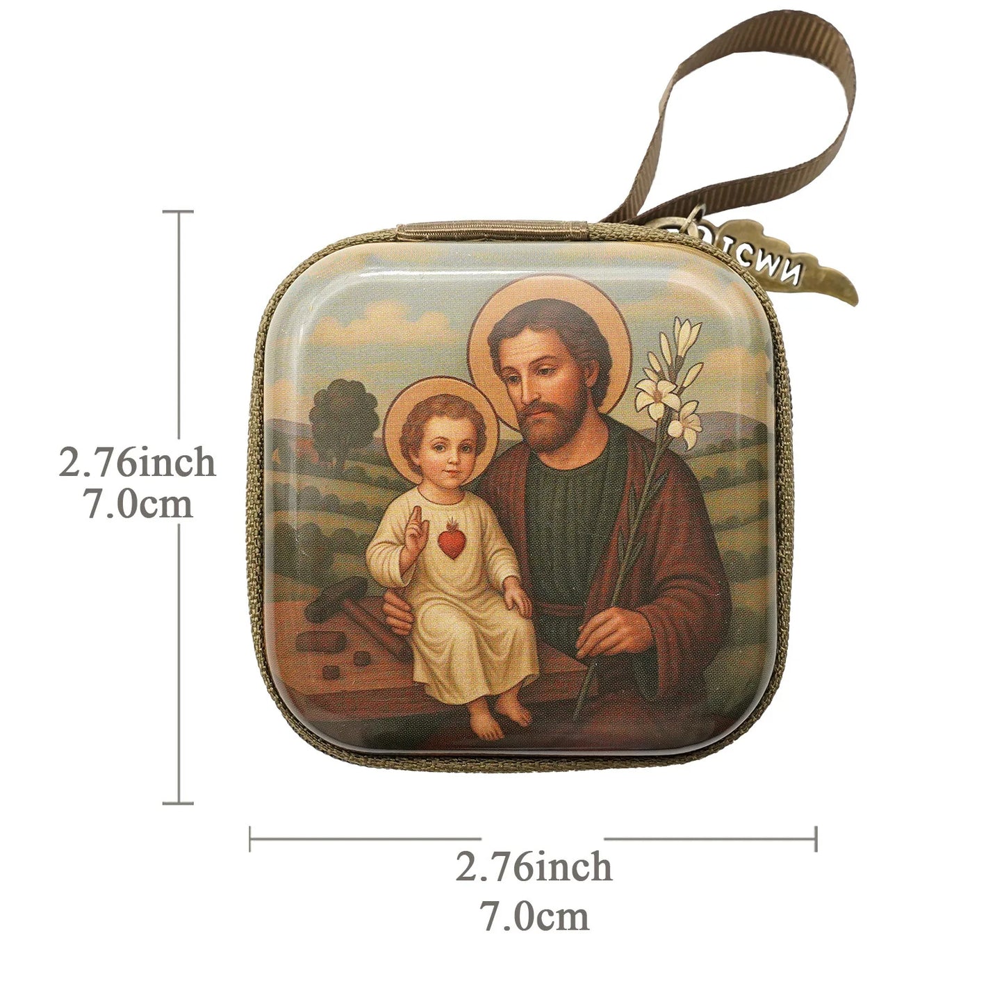 Virgin Mary & Jesus Rosary Bag – Catholic Religious Jewelry Storage Pouch