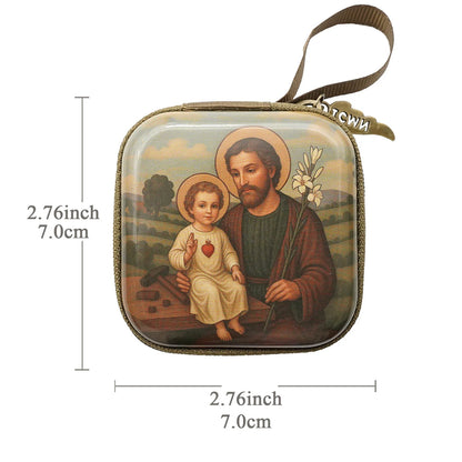 Virgin Mary & Jesus Rosary Bag – Catholic Religious Jewelry Storage Pouch