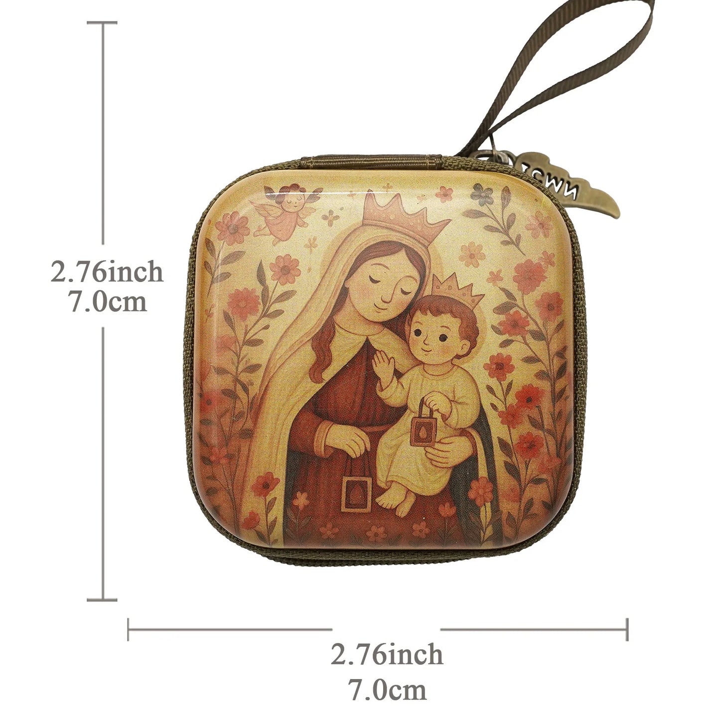 Virgin Mary & Jesus Rosary Bag – Catholic Religious Jewelry Storage Pouch