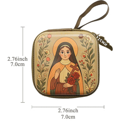 Virgin Mary & Jesus Rosary Bag – Catholic Religious Jewelry Storage Pouch