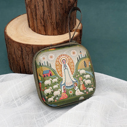 Virgin Mary & Jesus Rosary Bag – Catholic Religious Jewelry Storage Pouch