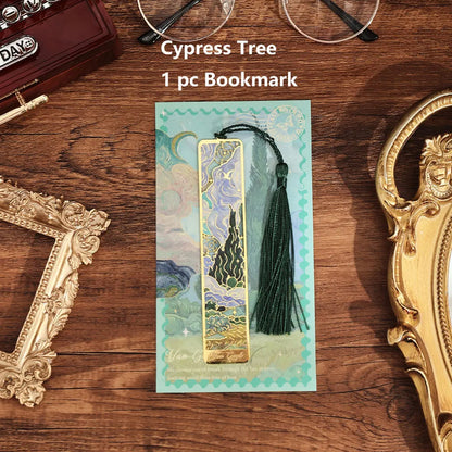 CHRISTIANARTBAG Retro Floral Painting Metal Bookmark Hollow Bronzing Bookmark With Tassel For Book Club Reader Writers Book Lovers Students