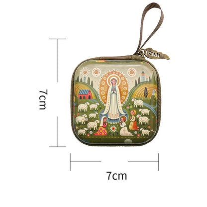 Virgin Mary & Jesus Rosary Bag – Catholic Religious Jewelry Storage Pouch