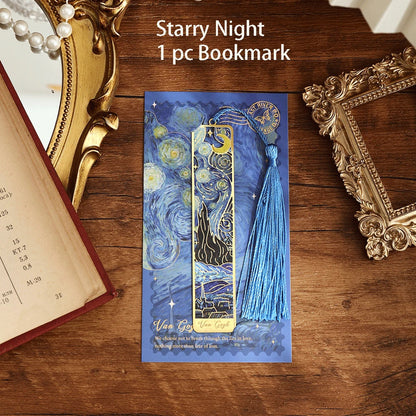 CHRISTIANARTBAG Retro Floral Painting Metal Bookmark Hollow Bronzing Bookmark With Tassel For Book Club Reader Writers Book Lovers Students