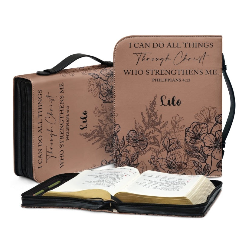 Christianartbag Bible Cover, I Can Do All Things Through Christ Philippians 4:13 Her Bible Cover, Personalized Bible Cover, Flower Bible Cover, Christian Gifts, CAB06201123. - Christian Art Bag