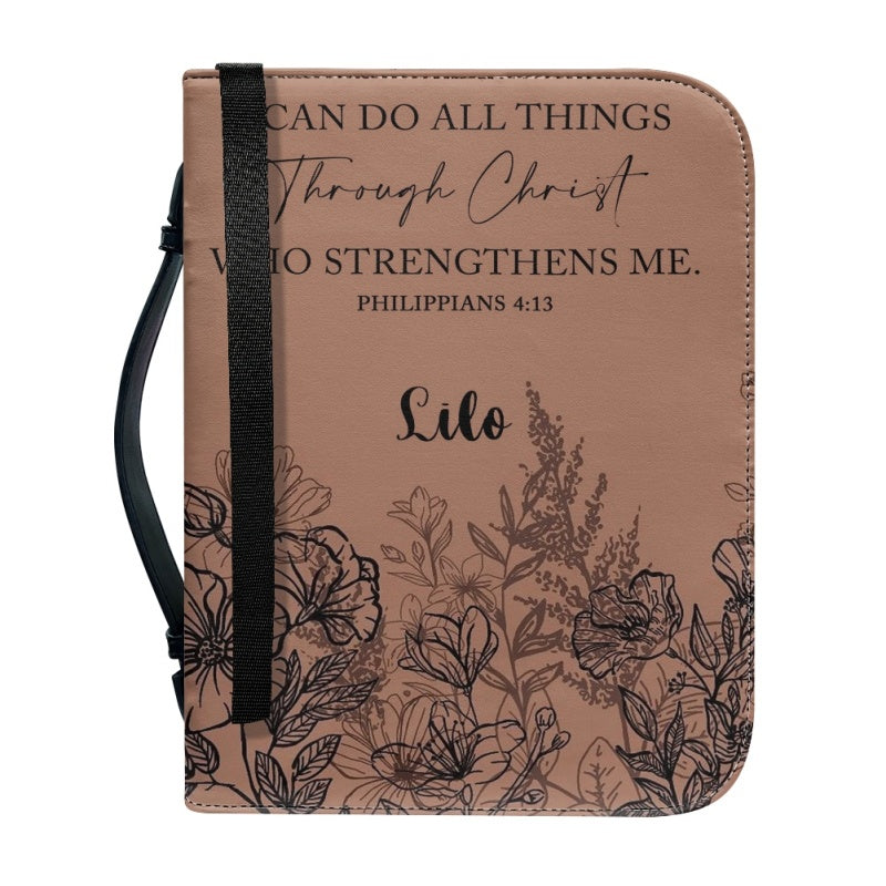 Christianartbag Bible Cover, I Can Do All Things Through Christ Philippians 4:13 Her Bible Cover, Personalized Bible Cover, Flower Bible Cover, Christian Gifts, CAB06201123. - Christian Art Bag