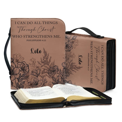 Christianartbag Bible Cover, I Can Do All Things Through Christ Philippians 4:13 Her Bible Cover, Personalized Bible Cover, Flower Bible Cover, Christian Gifts, CAB06201123. - Christian Art Bag