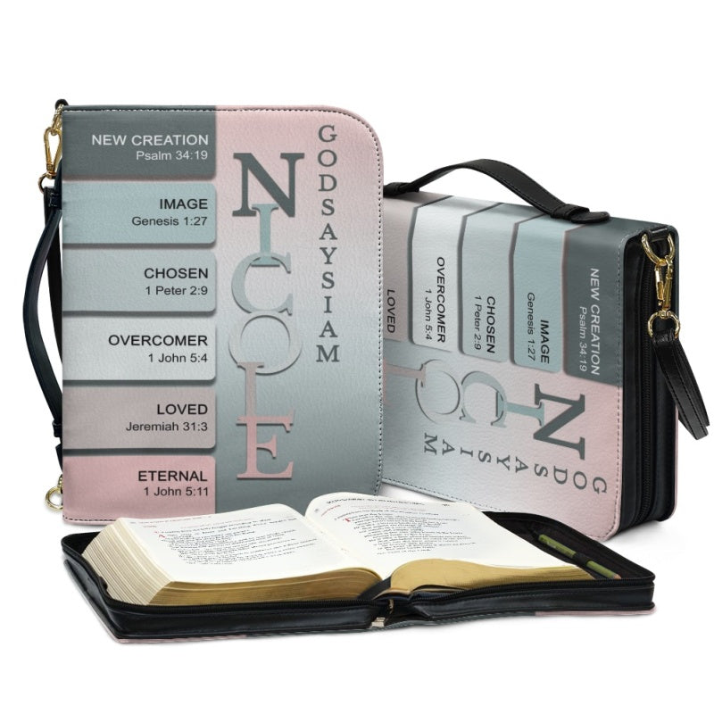 CHRISTIANARTBAG Bible Cover Silver Pink - Uncover the sacred meaning of your name - Personalized Bible Cover, CABBBCV11131124.