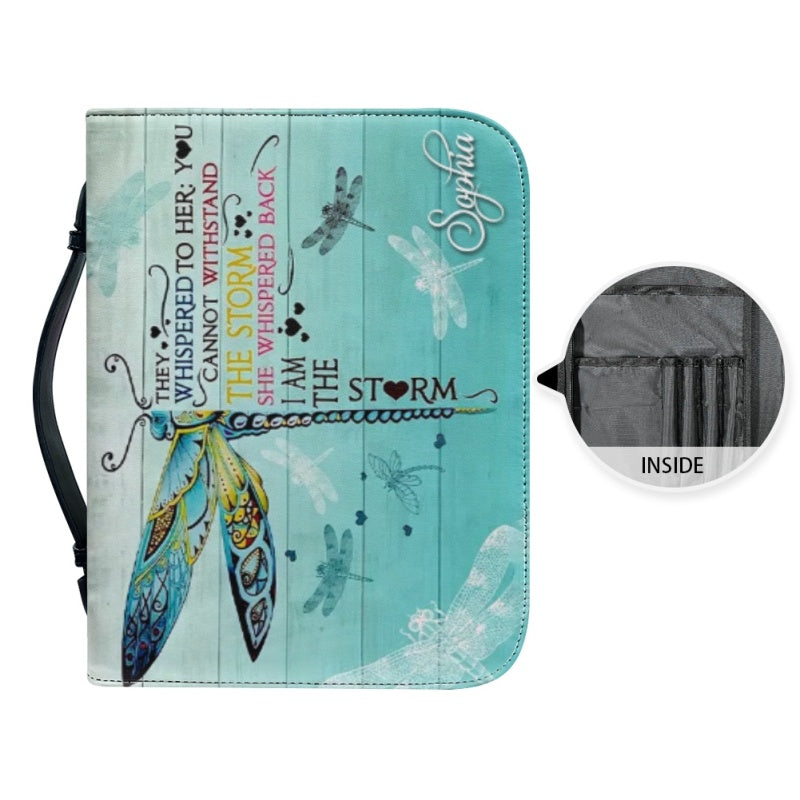 Christianartbag Bible Cover, I Am The Storm Bible Cover, Personalized Bible Cover, Dragonfly Bible Cover, Christian Gifts, CAB04250124.