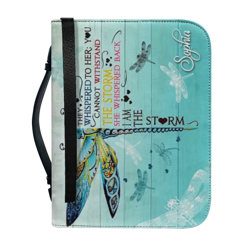 Christianartbag Bible Cover, I Am The Storm Bible Cover, Personalized Bible Cover, Dragonfly Bible Cover, Christian Gifts, CAB04250124.