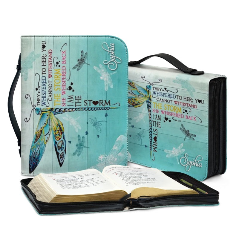 Christianartbag Bible Cover, I Am The Storm Bible Cover, Personalized Bible Cover, Dragonfly Bible Cover, Christian Gifts, CAB04250124.