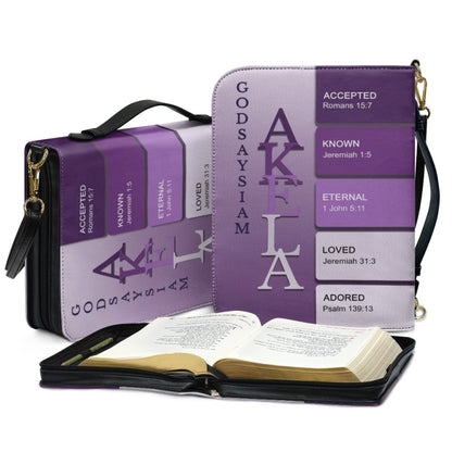 CHRISTIANARTBAG Bible Cover Silver Purple - Uncover the sacred meaning of your name - Personalized Bible Cover, CABBBCV18131124.